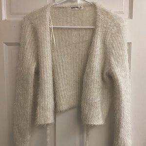Fuzzy white cardigan